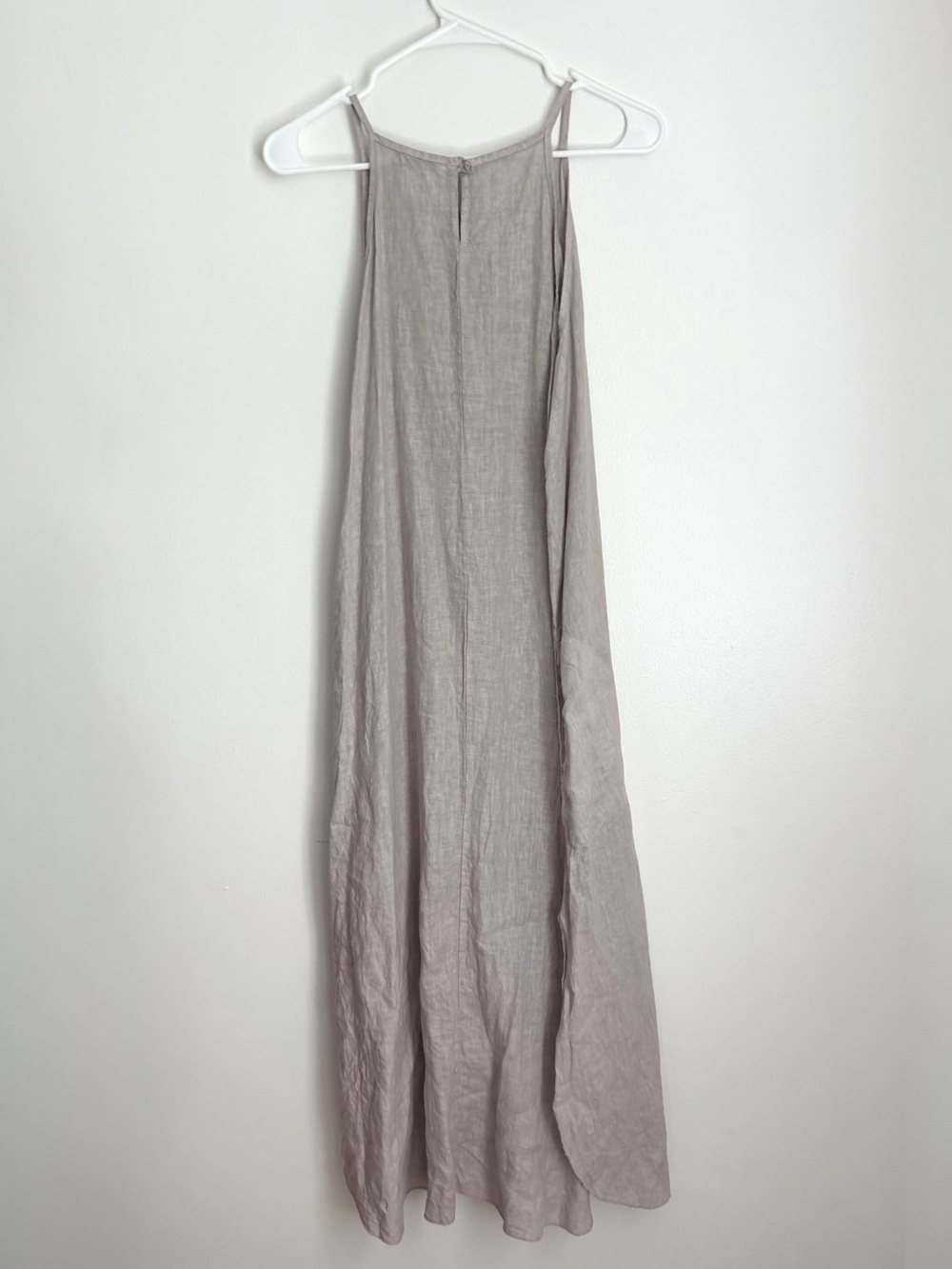 Laura Bianchi Women's Size Small Beige Linen Halter Maxi Sundress Italy Pockets - Picture 3 of 4